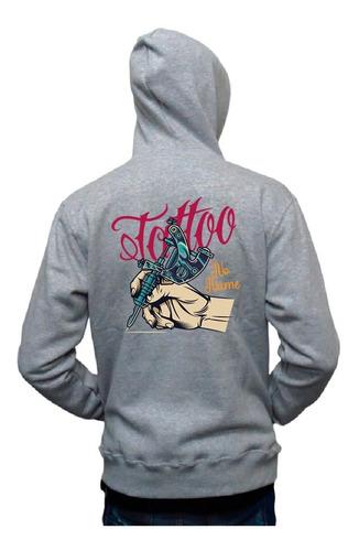 Campera Frisada Con Capucha No Name Tattoo Graphic Melange