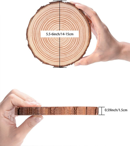 10 Rebanadas De Madera De 5,5 A 6 Pulgadas, Círculos D...