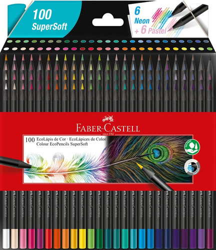 Imagen 1 de 12 de Lápices De Colores Faber-castell Supersoft X 100