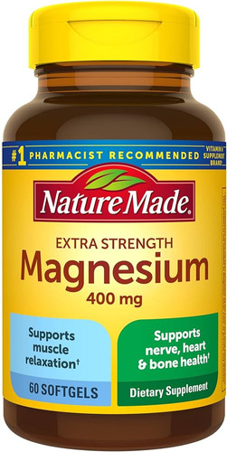 Nature Made Magnesio 400 Mg Extra Fuerza 60 Softgels