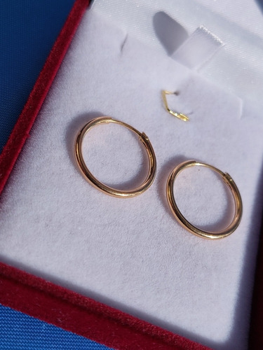 Imagen 8 de 8 de Aros Argollas Tubo Oro 18 Kilates