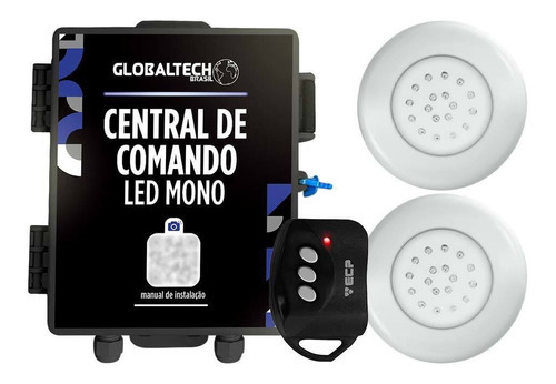 Kit 2 Led Piscina Inox Azul Mono 18w + Central Touch Azul 110v/220v