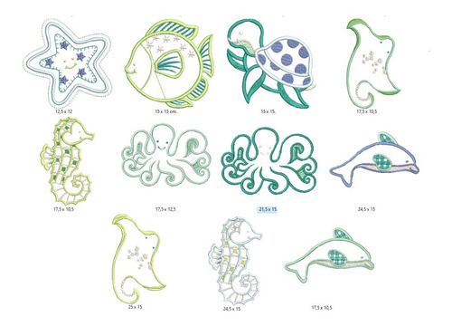 26 Matrices P/ Maquinas De Bordar Aplique Marinos/peces