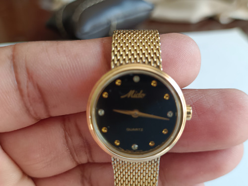 Reloj Mido Ocean Star Dama En Chapa De Oro Con 4 Brillantes