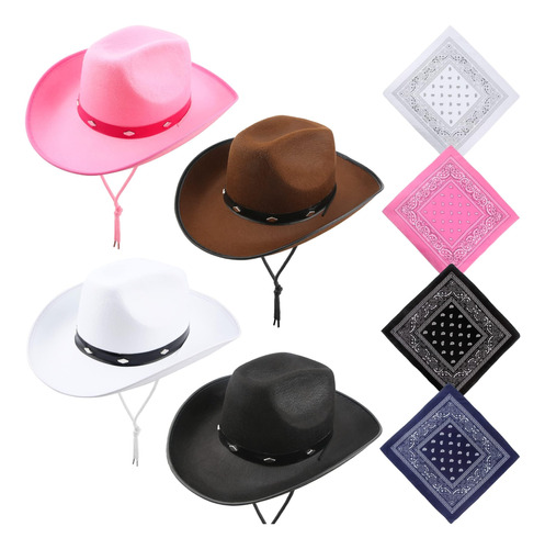 Sgbetter Paquete 4 Sombreros Vaquero Con 4 Paquetes Bandana