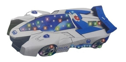 Carro De Polícia Tranforma Em Espaçonave C/som E Luz Cor AZUL E BRANCA