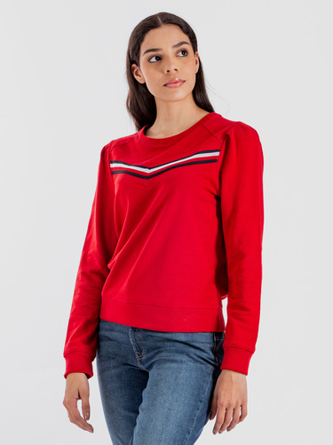 Poleron Solid Con Logo Stripe Rojo Tommy Hilfiger