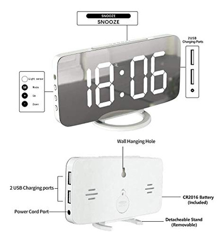 Reloj Despertador Digital Miowachi, Reloj Led Grande Con Esp