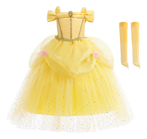 Vestidos De Princesa Bella Para Niñas Disfraz De Beauty Y Beast Fiesta Cumpleaños Carnival Navidad Y Halloween