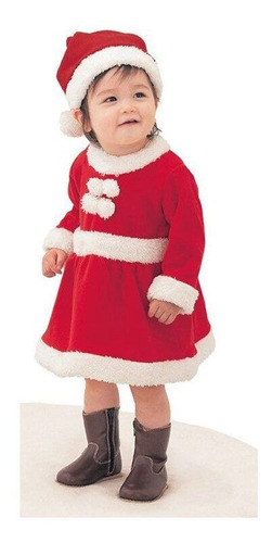 Vestido Fantasia Mamãe Noel Com Gorro Infantil De Luxo