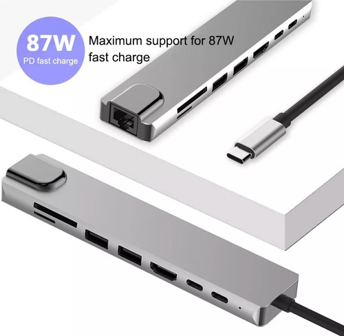 Adaptador Usb Tipo C 8 En 1 - Ethernet