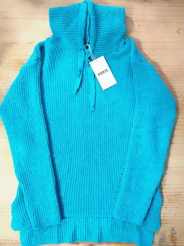 Sweater Buzo Lana Aqua Largo Invierno Talle S