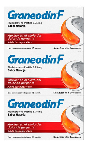 Graneodín® F,dolor E Inflamación De Garganta, 3pk De 16 Pzs