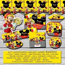 Comprar Kit Imprimible Editable Cumpleaños Mickey Sobre Ruedas