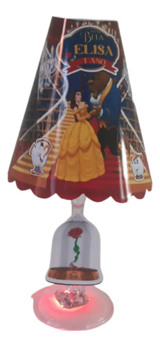 Bela E A Fera (10) Abajur Na Taça Com Led Pisca