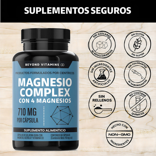 Con 4 Magnesios: Citrato De Magnesio 60 Cápsulas Sin Sabor