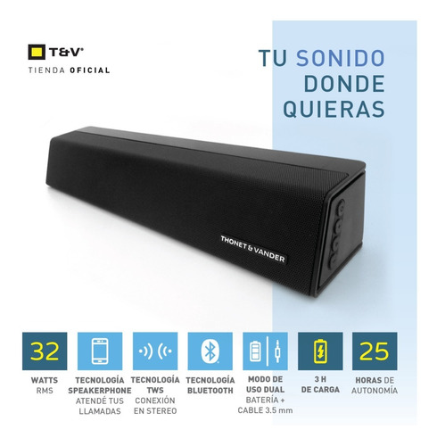 Imagen 2 de 7 de Barra De Sonido Portatil Inalambrico Tws Bateria Tv Pc Gamer