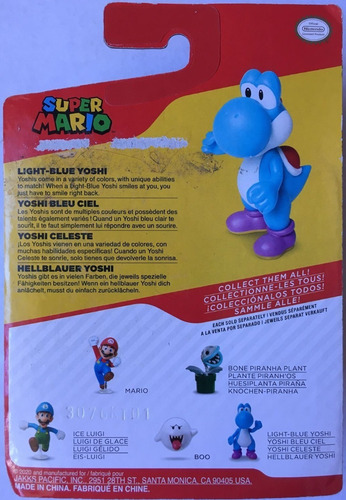 Super Mario Figura De Light Blue Yoshi De 2.5 Pulgadas