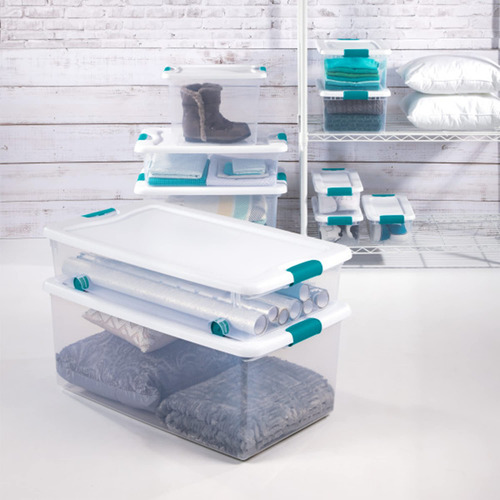 Caja De Almacenamiento Con Cierre Base Transparente 30 Litro