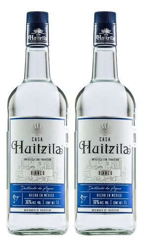Duo Pack Destilado De Agave Casa Huitzila Blanco 1000 Ml