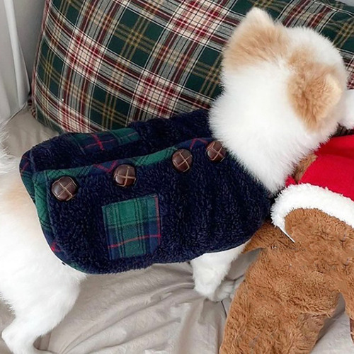 * Ropa De Invierno Para Perros Pequeños Azul Con Bufanda Xl