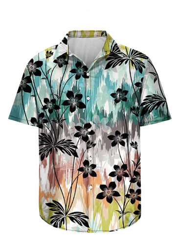 Camisa Masculina R Impressa Em 3d Camisa De Lapela Havaiana