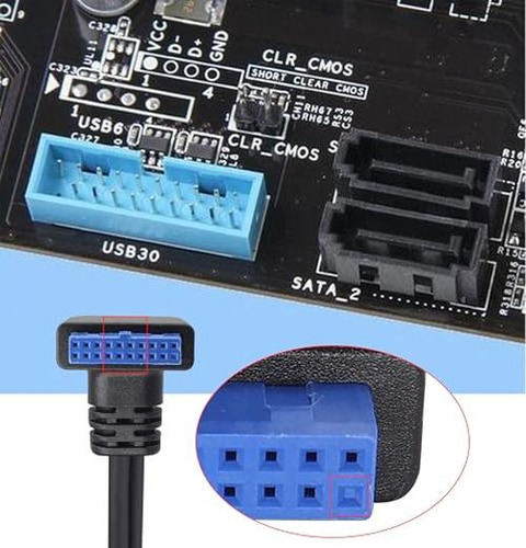 Usb3.0 90 Hacia Arriba Codo 20pin Hembra A Doble Puerto Usb