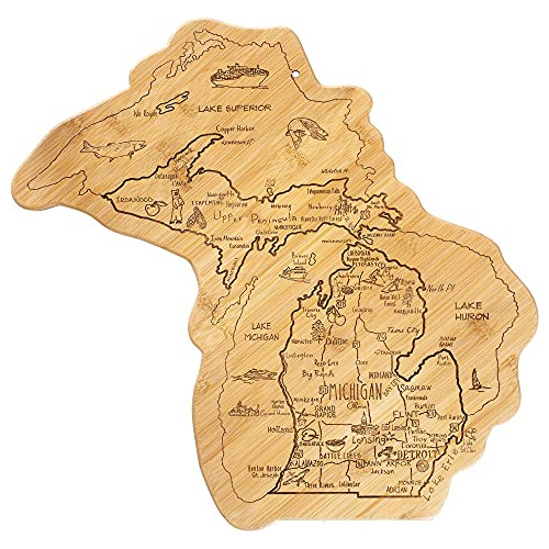 Destination Michigan State Shaped Serving And Cutting B...