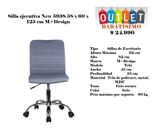 Silla Pc Tela Gris Oscuro M+design (comprar Pernos)