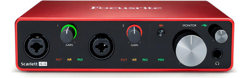 Interface de áudio Focusrite Scarlett 4i4 de 3ª geração