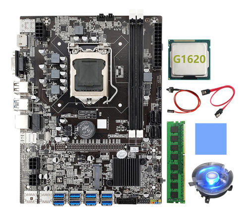 Placa Madre B75 Btc Mining Lga1155 8xpcie Usb3.0 G1620 Cpu+