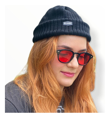 Oculos Sol Retro Vintage Lente Colorida Moscot Degrade Uv Cor da armação Preto Cor da lente Vermelho Desenho Redondo