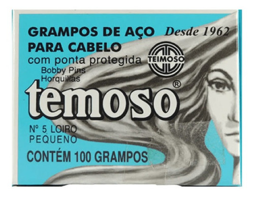 Grampo De Aço P/ Cabelos 100 Un N°5 Loiro Temoso - Teimoso