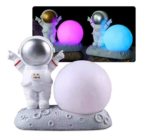 Lampara Luz De Noche Rgb Decoracion Astronauta Espacio Luna