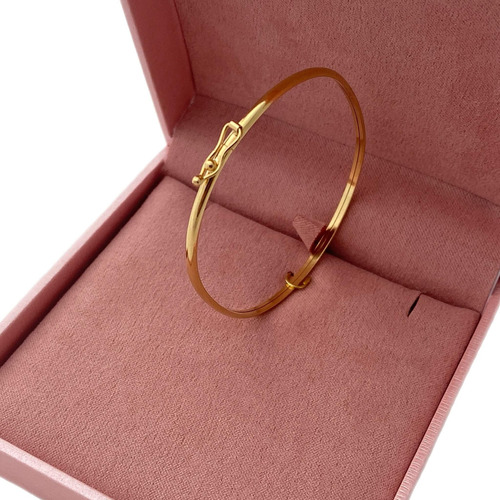 Pulseira Feminina Bracelete Em Ouro 18k 750 Boleado 4mm Comprimento 19 cm Cor Dourado