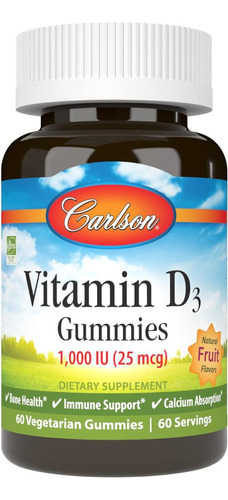 Vitamina D3 1000 Iu Carlson 60 Gomitas