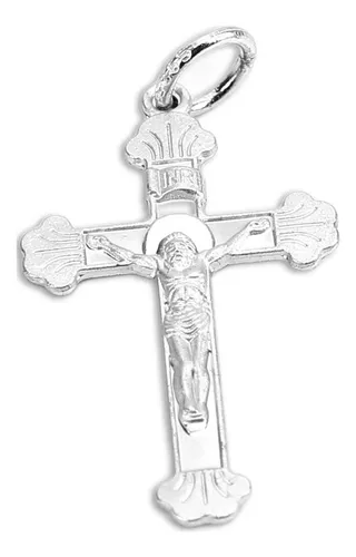 Collar Católico Crucifijo Exquisito Plata De Ley 925