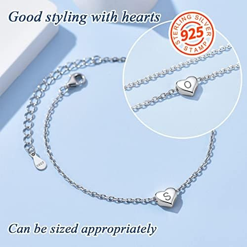 Pulsera Con Letra S De Corazón Pulsera Con Inicial De Plata