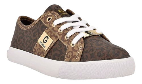 Tenis Guess Original Para Dama Cafe Con Logotipo Estampado 