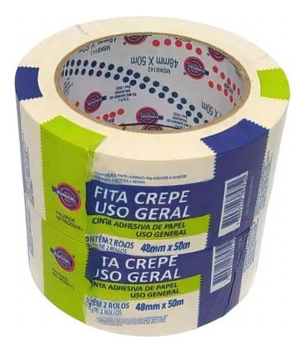 Fita Crepe Larga 48x50 Eurocel Pintura Uso Geral Kit 2 Und