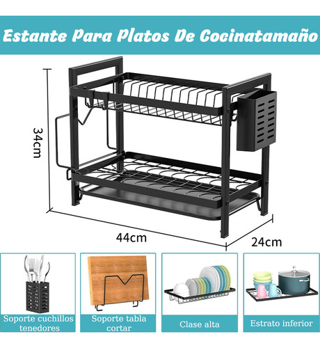 Escurreplatos Para Cocina Desmontable Metal 2 Niveles Hogar