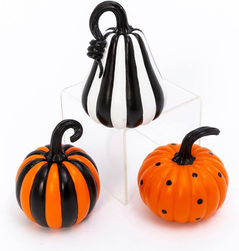 Juego De 3 Minifiguras Decorativas De Calabaza Artifici...