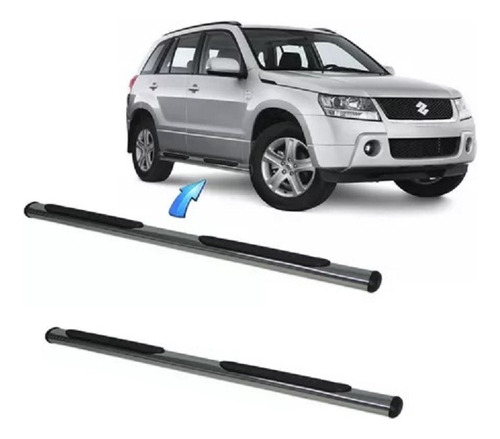 Estribo Tubular Oblongo Cromado Para Grand Vitara 2009 Acima