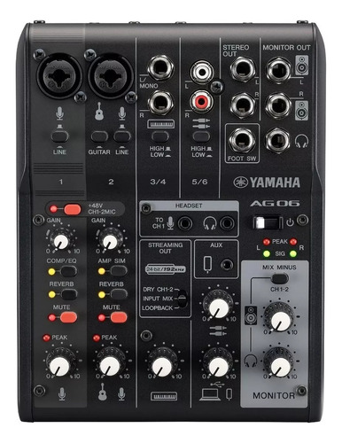 Mezcladora 6 Canales Para Live Streaming Yamaha Ag06mk2b
