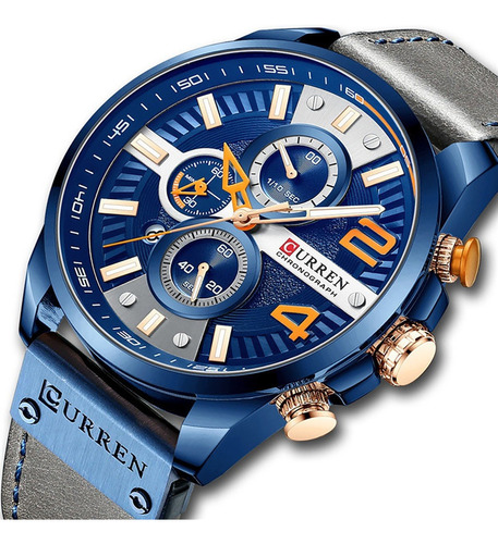 Popular Curren Hombre Reloj Correa De Piel Con Fechador