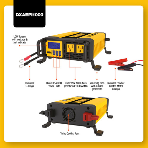 Inversor De Corriente Dewalt Dxaepi1000, Convertidor De Coch