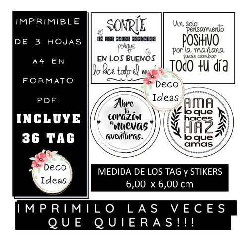 Imagen 2 de 5 de Kit 005 Imprimible Color Blanco Y Negro Frases Motivadoras