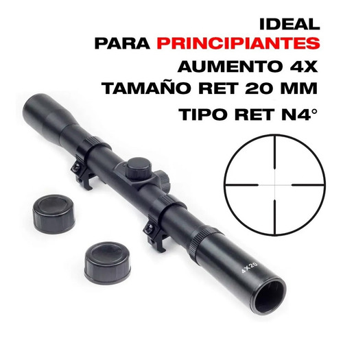 Imagen 3 de 10 de Mira Telescopica 4x20 Montajes 11 Mm