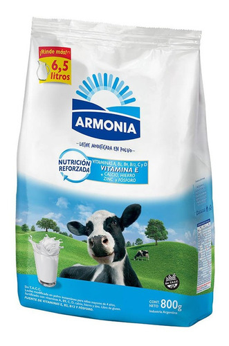 Leche En Polvo Fortificada Armonia  X800gr