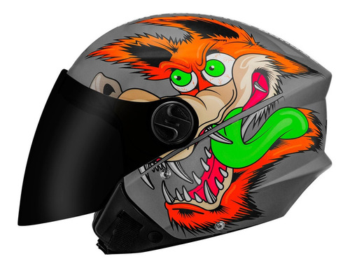 Capacete Aberto Personalizado Pro Tork New Three Coyote Fume Cor Cinza Desenho Brilhante Tamanho do capacete 60